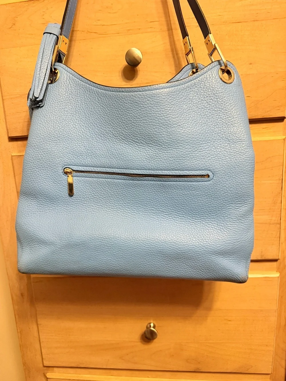 kate spade Sky Blue Leather Shoulder Bag with Tassel
